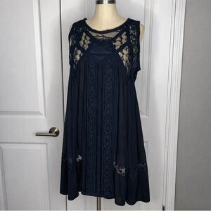 Double D Ranch Lace Detail tunic Dress – Black Size Large Western